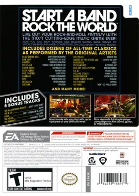 Rock Band box cover back
